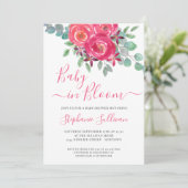 Invitation Bébé en fleurs Baby Shower Rose Fleurie (Debout devant)