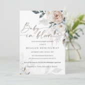Invitation Bébé en fleurs Baby shower Rose Floral Français (Debout devant)