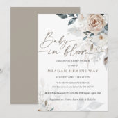 Invitation Bébé en fleurs Baby shower Rose Floral Français (Devant / Derrière)