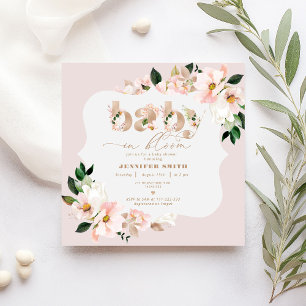 Invitation Bébé en fleurs baby shower rose pâle fleuri