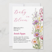 Invitation Bébé en fleurs Baby shower rose violet fleuri (Devant)