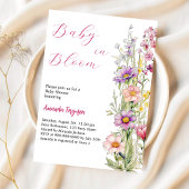 Invitation Bébé en fleurs Baby shower rose violet fleuri