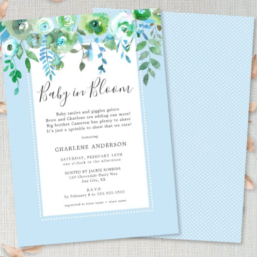Invitation Bébé en fleurs Bébé saupoudrer