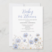 Invitation Bébé en fleurs bleues Fleur sauvage Garçon Baby Sh (Devant)