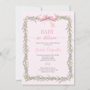 Invitation Bébé en fleurs Bow Baby shower fille