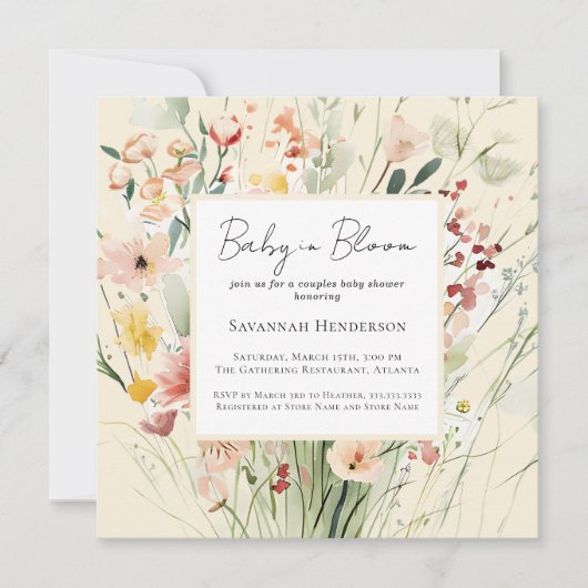 Invitation Bébé en fleurs Couples Baby shower Fleur sauvage (Devant)
