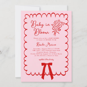 Invitation Bébé en fleurs Doodle Coquette Arc Rose Baby Showe