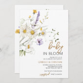 Invitation Bébé en fleurs Douche Camomille Fleurs sauvages (Devant / Derrière)