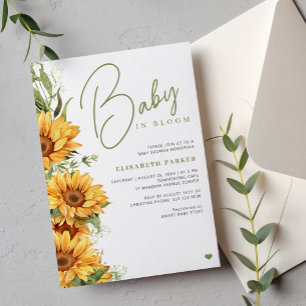 Invitation Bébé en fleurs élégant tournesol baby shower
