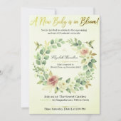 Invitation Bébé en fleurs | Élégante flore botanique (Devant)
