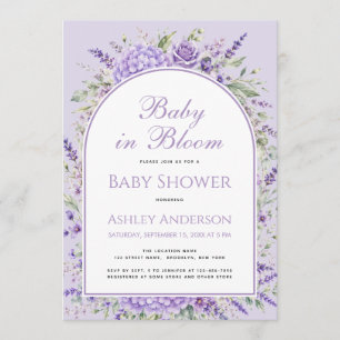 Invitation Bébé en fleurs Fête de bébé Fleur de lavande viole