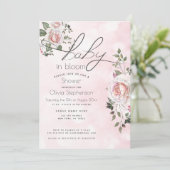 Invitation Bébé en fleurs Fête de bébé Rose florale rose (Debout devant)
