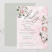 Invitation Bébé en fleurs Fête de bébé Rose florale rose (Devant / Derrière)