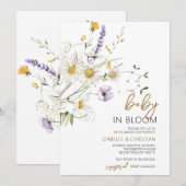 Invitation Bébé en fleurs Fête de camomille sauvage (Devant / Derrière)
