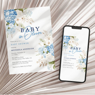 Invitation Bébé en fleurs Fête de naissance aquarelle florale