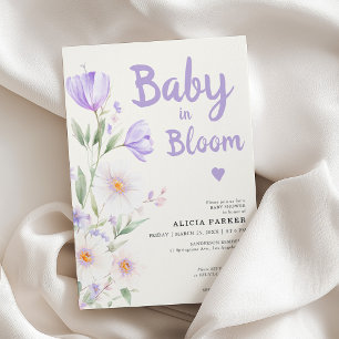 Invitation Bébé en fleurs fête prénatale bébé fleurs violette