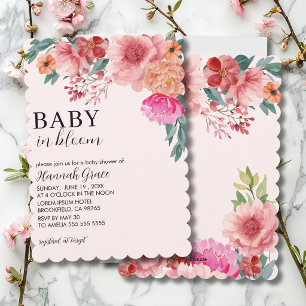 Invitation Bébé en fleurs Fille Baby Shower printemps floral