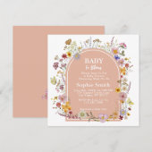 Invitation Bébé en fleurs Fleur sauvage Dusty rose (Devant / Derrière)