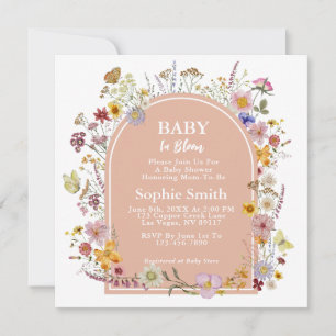 Invitation Bébé en fleurs Fleur sauvage Dusty rose