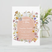 Invitation Bébé en fleurs Fleur sauvage Dusty rose (Debout devant)