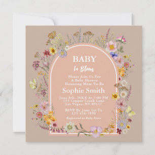 Invitation Bébé en fleurs Fleur sauvage Mauve rose