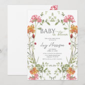 Invitation Bébé en fleurs Fleurs de prairie Aquarelle (Devant / Derrière)