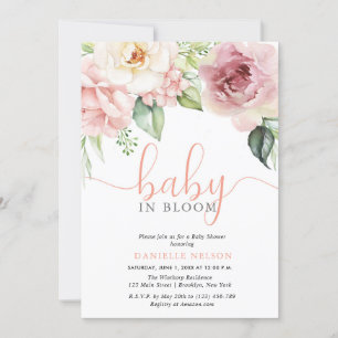 Invitation Bébé en Fleurs florales en fleurs Fille Baby showe