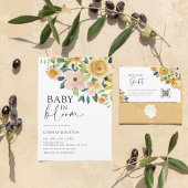 Invitation Bébé en fleurs jaune floral