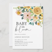 Invitation Bébé en fleurs jaune floral (Devant)