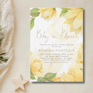 Invitation Bébé en fleurs Jaune Prépa Floral Fête Prénatale d