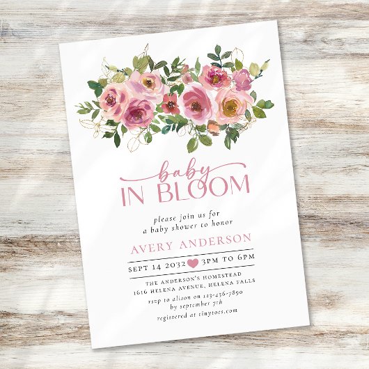 Invitation Bébé en fleurs Joli Baby shower floral