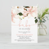 Invitation Bébé en fleurs lys floraux fille baby shower (Debout devant)