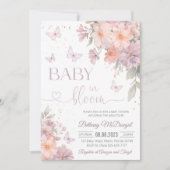 Invitation Bébé en fleurs Papillon Fête de naissance de bébé  (Devant)