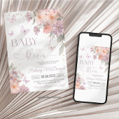 Invitation Bébé en fleurs Papillon Fête de naissance de bébé 