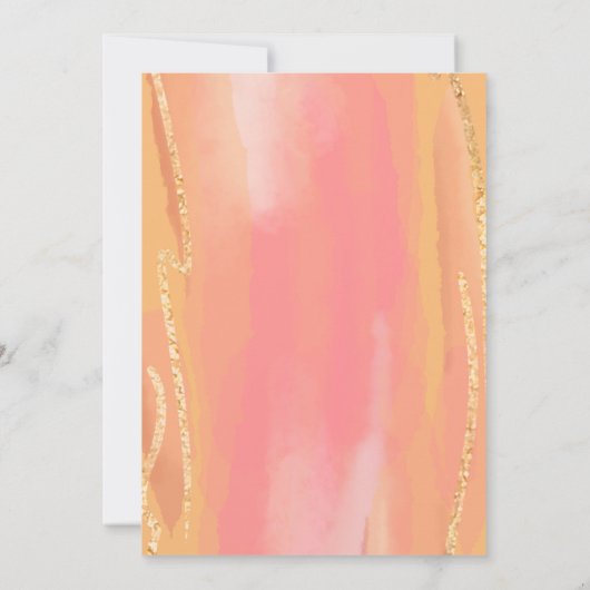 Invitation Bébé en fleurs papillon, pêches et fleurs roses (Dos)