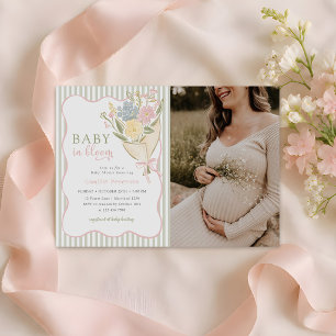 Invitation Bébé en fleurs Photo de douche de bébé florale pas