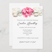 Invitation Bébé en fleurs - Pivoine classique (Devant / Derrière)