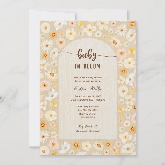 Invitation Bébé en fleurs pressées (Devant)