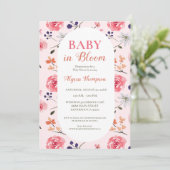 Invitation Bébé en fleurs rose Baby shower personnalisé (Debout devant)