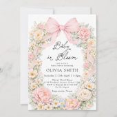 Invitation Bébé en fleurs rose fuchsia Baby Shower (Devant)