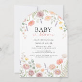 Invitation Bébé en fleurs rose sarcelle florale de printemps (Devant)