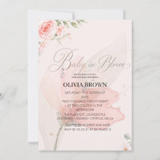 Invitation Bébé en fleurs rose tendre baby shower