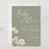 Invitation Bébé en fleurs Sage Baby shower Fleur sauvage vert (Devant)