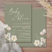 Invitation Bébé en fleurs Sage Baby shower Fleur sauvage vert