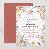 Invitation Bébé en fleurs sauvages fleuries (Devant / Derrière)