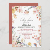 Invitation Bébé en fleurs sauvages florales (Devant / Derrière)