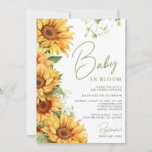 Invitation Bébé en fleurs tournesol baby shower élégant (Devant)