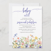 Invitation Bébé en fleurs violet Fleur sauvage bleu Baby show (Devant)