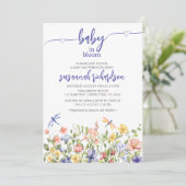 Invitation Bébé en fleurs violet Fleur sauvage bleu Baby show (Debout devant)