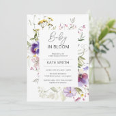 Invitation Bébé en fleurs Violettes Fleurs sauvages Douche (Debout devant)